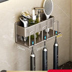 Gun ash-three-person aluminum toothbrush holder (no need to punch holes)