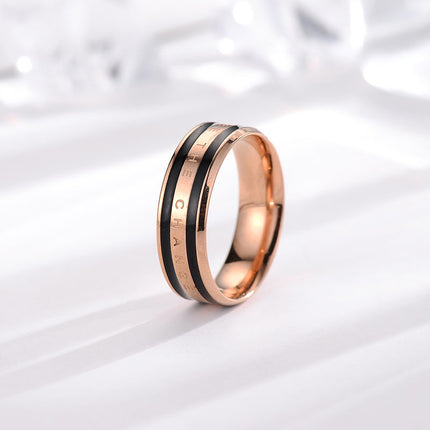 Japanese and Korean dw ring fashion explosion lovers ring 18k rose gold plain ring simple stainless steel ring tide jewelry