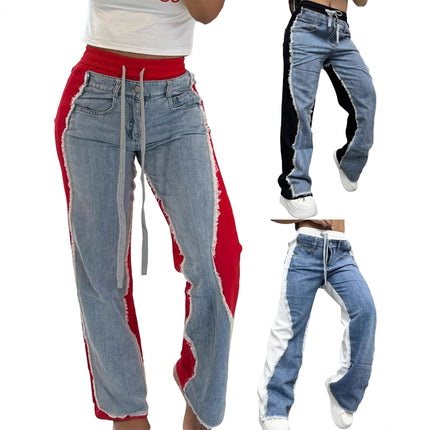 D8709 New Products on Aliexpress and Amazon, European and American Fashion, Unique Women's Clothing, Women's Pants, Patchwork Jeans for Sale