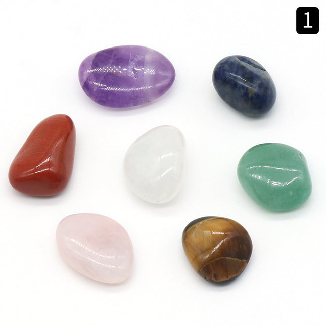 Natural Crystal Set, Hexagonal Column Double-Pointed 7 Pieces, Irregular 7 Pieces, Set Gift Box Manufacturer Wholesale