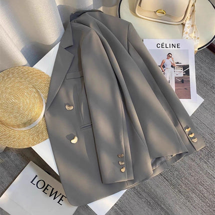 2025 Autumn New Fashionable Moon Button Blazer for Women, Loose and High-End Feel, Cross-Border