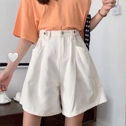 Plus Size High-Waisted Denim Shorts for Women 2025 Summer New Style Fat mm High-Waisted Slimming Look Loose Straight Wide-Leg Mid-Pants