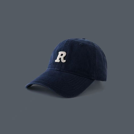 Baseball Cap Women's Summer Sunscreen Embroidered Letter R Deep Top Big Head Face Showing Small New Style Cap Sunshade Hat