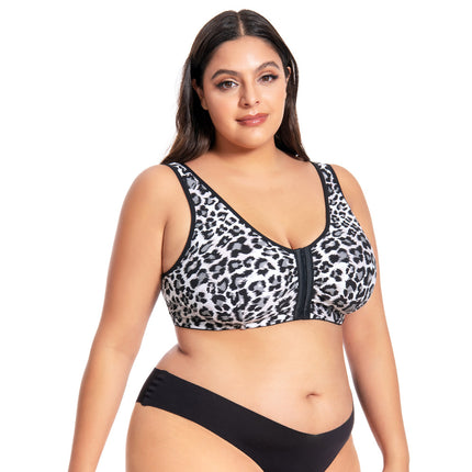 Foreign Trade Front Button Wide Shoulder Strap Printed Intimates for Women with Breast Surgery and Big Breasts Showing Small Bra Filled with Silicone Prosthetic Breast Bra