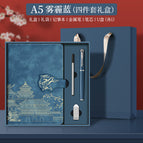 Deer head button haze blue notebook + reFill + Pen + U disk + box + bag
