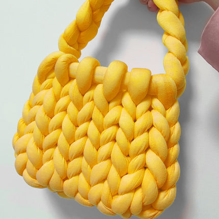 Core-Filled Cotton Icelandic Wool Hand-Woven Bag Cat Nest Pillow Hand Bag Autumn and Winter Extra Thick Handbag Material Bag
