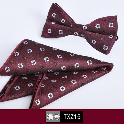 Bow tie square men's two-piece wine red series new spot business executive professional style groom wedding