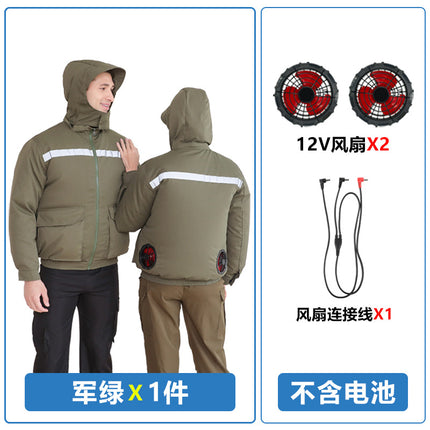 Hooded Sun Protection Air-Conditioned Clothing, Summer Air-Conditioned Clothing with Fan for Cooling, Outdoor Camouflage Work Clothes, Wholesale Workwear