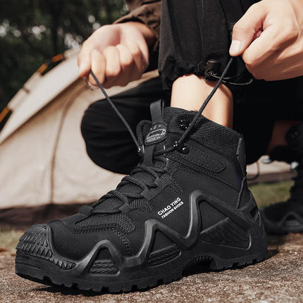 Light Luxury Waterproof Hiking Shoes Men's Ultra-Light Combat Boots High-Top Outdoor Hiking Shoes Training Tactical Boots Breathable Desert Boots