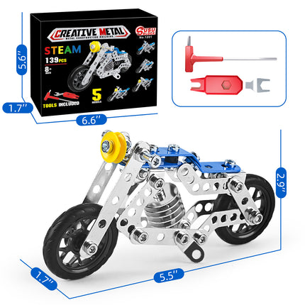Cross-border metal military aircraft building blocks suit motorcycle fire engineering vehicle children's educational assembled toy model