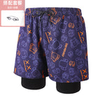 Orange monkey head 001-5 men's swimming trunks with goggles / 2XL-120-130
