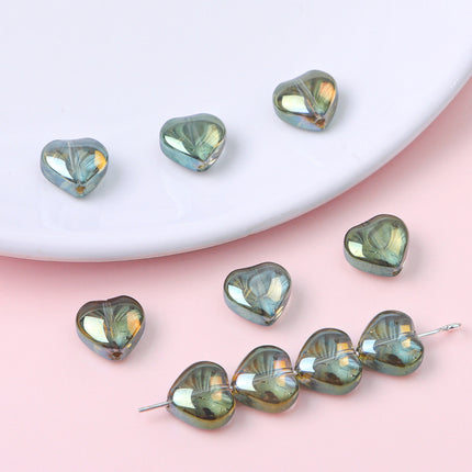 10mm Glass Color-Coated Peach Heart Crystal Beads Loose Beads DIY Handmade Necklace Bracelet Ear Jewelry Manufacturer Direct Sales Wholesale
