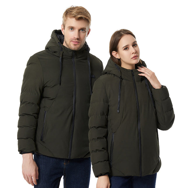 Cross-Border Popular USB Smart Heating Cotton Jacket Hooded Warm Men's Cotton Jacket Outdoor Graphene Heating Jacket