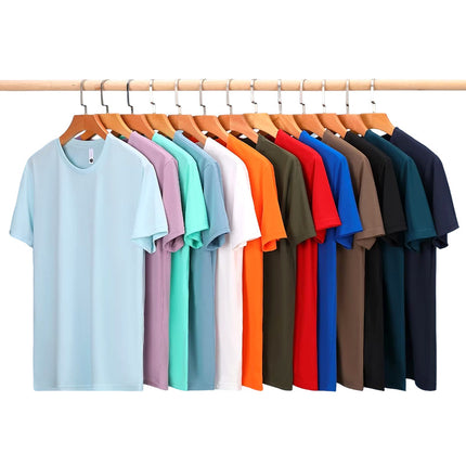 Pure Cotton Quick-Drying Ice Silk Multi-Pocket Pure Color Men's T-Shirt Printed Logo Advertising Shirt Work Clothes Short-Sleeved Customization