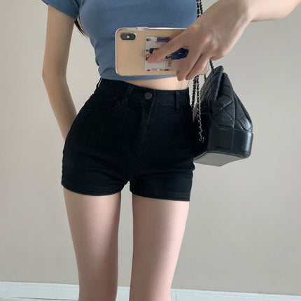 Hot Girl Petite American Denim Shorts Women's High-Waisted Washed Summer Design New Retro Hot Pants Slimming Pants