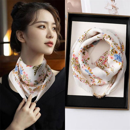New 65.65 Magnetic Buckle Scarf Women's Square Scarf Winter Lazy Pendant Ins Scarf Scarf Decorative Fashion All-match