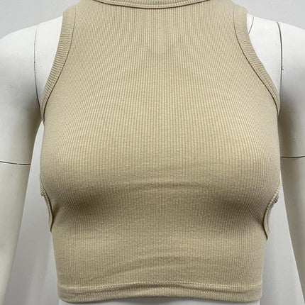 2024 Summer Cross-Border New I-Shaped Vest European and American Ins Sports Short Navel-Baring Cut Out Sleeveless Top for Women