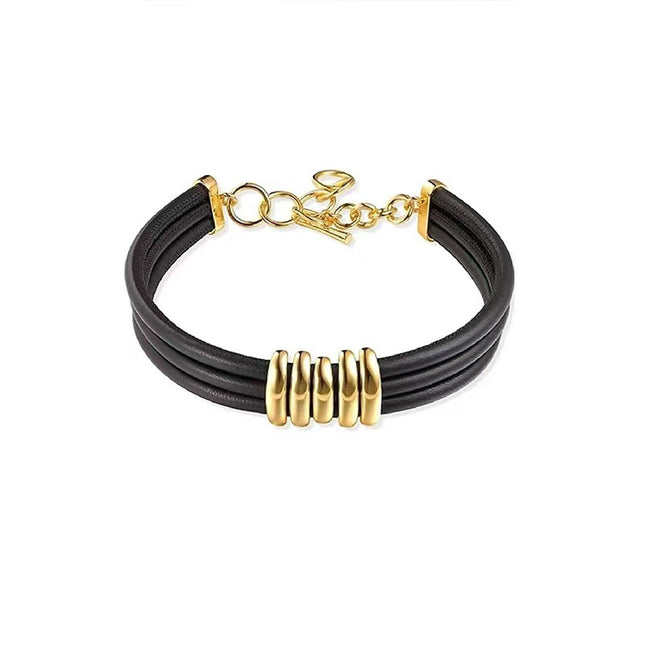 New Style Cowhide Necklace Maillard Niche Design Fashionable Elegant High-end Clavicle Light Luxury Bracelet for Women