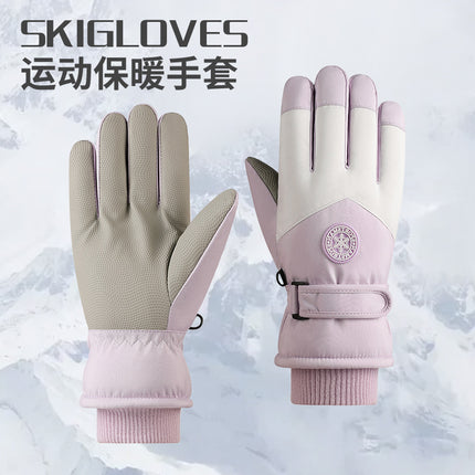 Ski Gloves for Men and Women in Winter, Outdoor Cycling, Windproof, Cold-Proof, Anti-Slip, Touch Screen Gloves, Fleece-Lined, Thickened, Warm Gloves