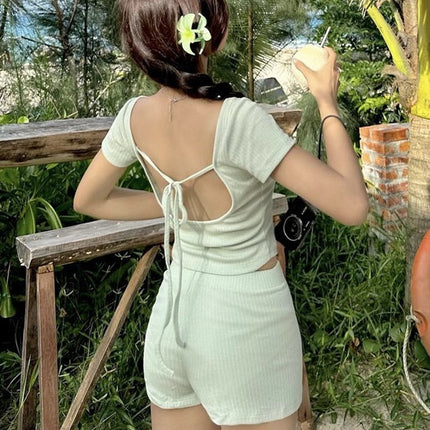 Hot Girl Outer Wear Design High Waist Elastic Slim Hip Shorts Women Summer 2025 Tight Pleated Leggings Hot Pants
