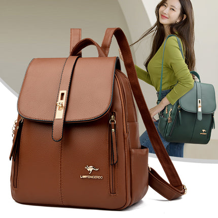 Factory wholesale kangaroo backpack women's 2024 new fashion fashion soft leather mommy casual large capacity bag generation hair
