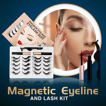 Wholesale magnetic eyeliner false eyelashes magnet false eyelashes 3D three-dimensional net red magnetic false eyelashes 3 pairs of suit