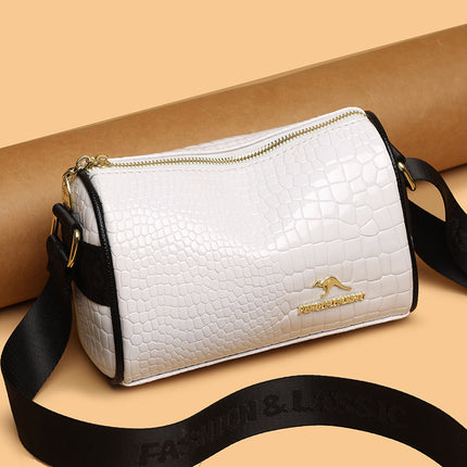 2024 New High-grade Texture Crocodile Pattern Women's Bag Trendy All-match Casual Cylinder Pillow Shoulder Crossbody Bag Foreign Trade Bag