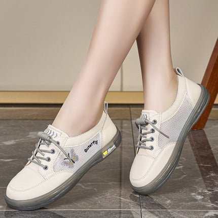 Embroidered Mesh Shoes for Women, Breathable Mesh 2025 New Women's Shoes, Summer Soft-Soled Casual White Shoes, One-Legged Tendon Soles
