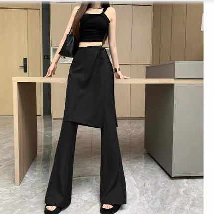 Korean Style High Waist Design Sense Dress Pants Detachable Fart Curtain Culottes Loose Wide Leg Fashionable Casual Trousers for Children