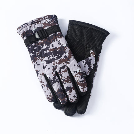 Men's ski gloves winter thickened non-slip riding fleece-lined warm gloves winter wind and cold protection cycling wholesale