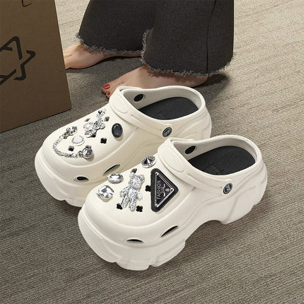 Cross-Border Upgraded Eva Outer Wear Thick-Soled Clogs, Soft and Wear-Resistant, High-Soled,  Garden Shoes Wholesale