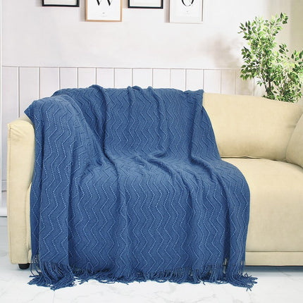 Knitted Blanket Scandinavian Pure Color Soft Maternal and Infant Grade Hotel Accessible Luxury Tassel Knitted Blanket Comfortable Office Nap Blanket