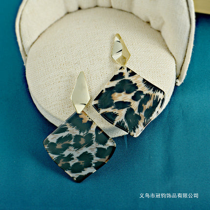 European and American Temperament Exaggerated Black and White Plaid Square Acetic Acid Large Earrings Cross-border Advanced Sense S925 Silver Pin Earrings Earrings
