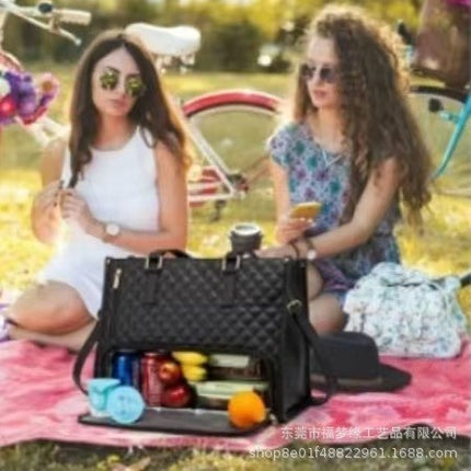 Cross-Border Hot Selling 2-in-1 Handbag Lunch Bag Combination Bag Large Portable Thermal Bag Women's Cross-Axillary Bag