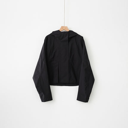 Lulu's Same Style Women's Jacket, Outdoor Jacket, Laminated Loose Hooded Raincoat, Windproof and Waterproof Jacket