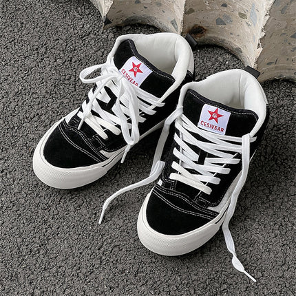 2025 Spring New Korean Style Student High-Top Canvas Shoes for Men and Women, Sports and Casual Shoes for Couples, Street Style Sneakers, Trendy