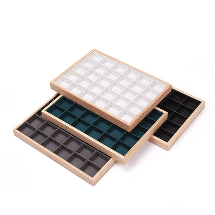 Ice Fleece Leather Solid Wood Bamboo Jewelry Plate Ring Earrings Necklace Pendant Bracelet Ring Jewelry Tray