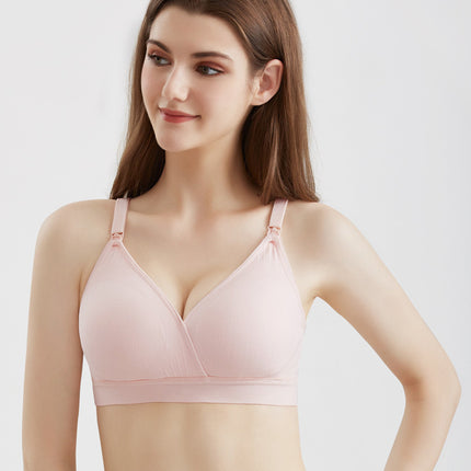 Cross-border European and American New Breastfeeding Bra Front Opening Buckle Without Steel Ring Breastfeeding Bra plus size Underwear V-shaped