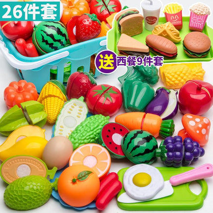 Cross-border Children's Play-house Fruit Chicing Simulation Kitchen Stove Girl Vegetable Cake Pizza Toy suit