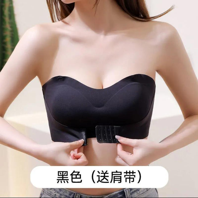 Strapless Underwear Women's Invisible Bra Small Chest Push-up Non-slip Strapless Girls' Girls' Non-steel Ring Beautiful Back Wrapping Chest Less Women
