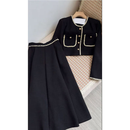 Plus Size Women's Autumn Suit Women's 2025 New Elegant Small Fragrance Jacket Slimming Look Versatile Skirt Two-Piece Set