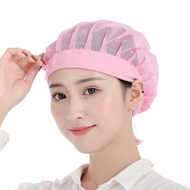 Chef Hat White Food Kitchen Breathable Mesh Workshop Dustproof Work Cap Adjustable Mushroom Hat Unisex