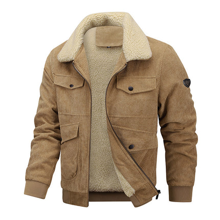 Cross-border winter cotton-padded coat men's plus size thickened lamb wool cold-proof warm collar high-grade corduroy coat cotton-padded coat