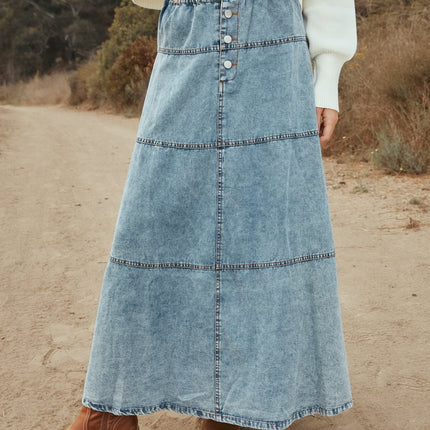 25 Years of European and American Cross-Border Amazon New Products Bohemian A-Line Layered Stitching Denim Skirt 8943