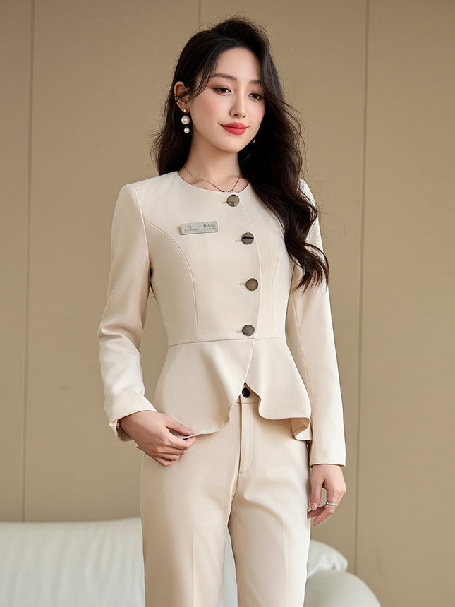 Cross-Border Black Suit Set for Women, New Design for Spring, Autumn and Winter, Jewelry Store Workwear, Beauty Salon Front Desk Uniform