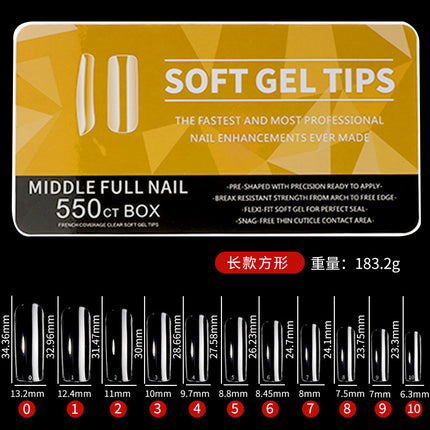 Cross-border nail transparent glossy nail patch fake finger ultra-thin seamless nail patch 550 pieces/boxed porcelain white box nail patch