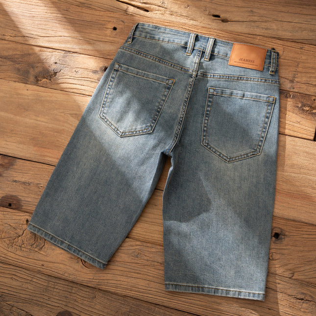 Casual and Casual Men's Denim Shorts Summer New Straight Casual Trendy Brand Versatile Large Size Mid-Length Pants for Men