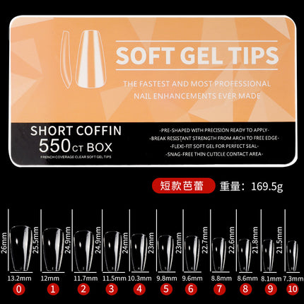Cross-border nail transparent glossy nail patch fake finger ultra-thin seamless nail patch 550 pieces/boxed porcelain white box nail patch