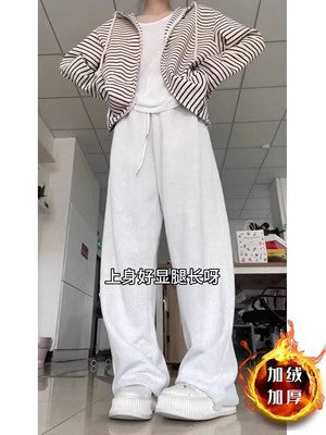 Women's Pants for Autumn 2024 New plus size Pear-shaped Body chubby girl Slimming Straight Black Sports Casual Pants