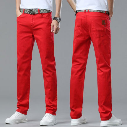 Summer Thin Casual Pants for Men, Loose Straight Grass Green Business Solid Color Versatile Youth Men's Long Pants Wholesale